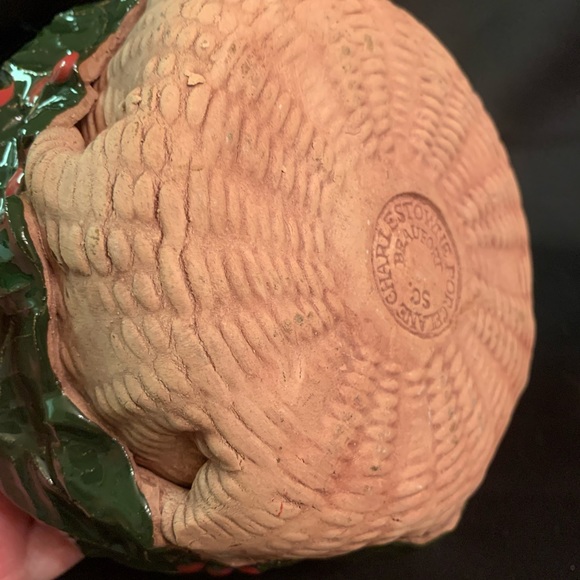 MERRY! - Vintage Charlestowne Pottery Bowl, Green Christmas Holly, Hand made - Picture 5 of 8